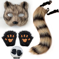 熊掌兽爪猫爪手套半指cosplay漫展道具可爱长毛绒万圣节手套欧美