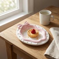 Oval Ceramic Plate Glossy Bow-Shaped Serving Dish