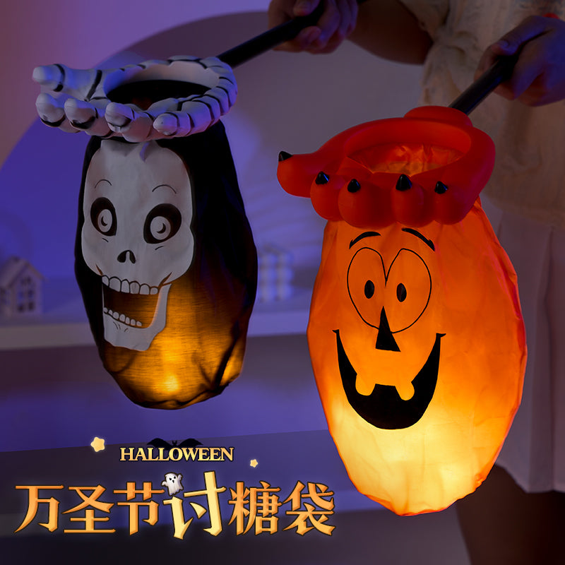 万圣节讨糖袋儿童糖果袋子装饰品手提篮南瓜灯桶道具礼物小玩具包