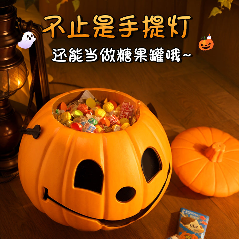 南瓜灯儿童手提灯笼万圣节装饰道具糖果罐小礼品南瓜桶讨糖篮子