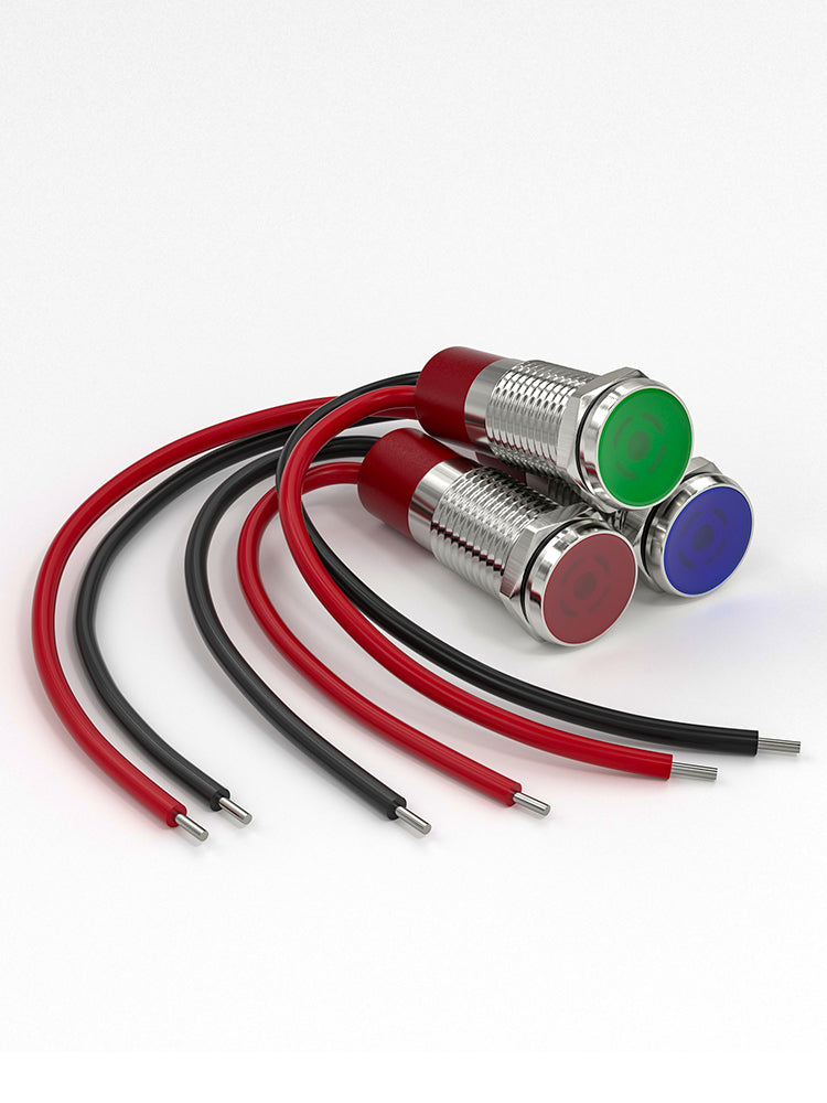 6MM带线金属指示灯小型LED电源工作灯户外防水信号灯3-6V12-24V