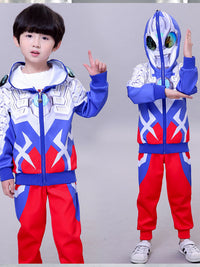 儿童男童秋冬季奥特曼衣服冬款两件套加绒加厚套装塞罗迪迦服装潮 迪迦冬款+面具手表 120cm