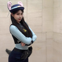 「兔子男警官」朱迪cos服装judy衣大成人女款情侣制服裤子万圣节 M 露腰款女朱迪17件套