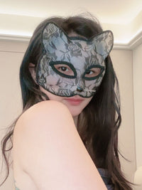 狐狸面具万圣节cosplay猫脸蕾丝神秘感猫眼半脸面罩性感拍照道具
