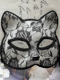狐狸面具万圣节cosplay猫脸蕾丝神秘感猫眼半脸面罩性感拍照道具