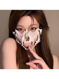 二次元猛虎狼人半脸面具天狗cos道具万圣节服饰装扮男女白骨罩