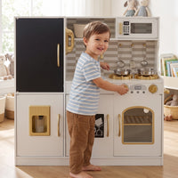 Wooden Play Kitchen with Refrigerator Toy Kitchen Set for Children, Classroom