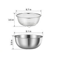 Stainless Steel Bowl and Strainer Set, Thickened Mixing Bowl for Whisking Bowl and Salad Bowl, Modern Minimalist Style for Home Kitchen Use