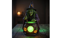 Witch Figurine Table Lamp Illuminated Halloween Tabletop Lamp Seasonal Night Light for Desk