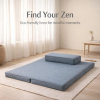Modern Minimalist Meditation Cushion Set | Breathable Flax Cover | Complete Floor Seating Pad for Home Decor | Mindfulness Seeker Meditation Seat |