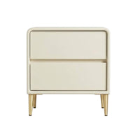 Modern Design 3-Drawer Rounded Nightstand Large Capacity Bedside Table Compact Footprint Home Furniture Handleless Design for Homeowners, Apartment Dwellers, Students, Bedroom, Study Room, Away Ice