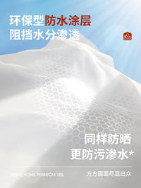 户外凉亭防水纱帘透光不透人窗帘室外庭院防刮阳光房防晒隔热窗纱 【户外防水】幻影纱-白色 宽2.5米高2.7米 挂钩帘一片