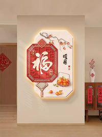 入户走廊挂画新款福字灯画新中式玄关装饰画高级感过道尽头墙壁画 鸿运当头 60*80 【智能led灯电池款式+声控+遥控】水晶画面灯画