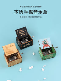 木质音乐盒创意手摇经典哈利彩绘雕刻圣诞节日生日情侣八音盒礼物 【哈利波特】黑色