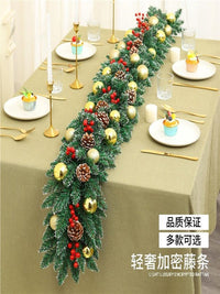 圣诞装饰品场景布置圣诞节装饰品花环毛条拱门圣诞树枝橱窗门挂 2.7米【280T】-植绒+松针混合藤条-红色系 标准