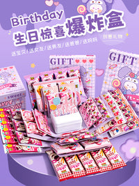 生日礼物网红款惊喜盒子创意生日快乐仪式感男女孩儿童零食爆炸盒 【豪华5层紫】宝贝生日快乐文案