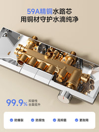 POEK-K200电镀亮银奶油色花洒套装家用淋浴分体安装简易浴缸龙头