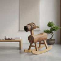 Horse Rocking Stool Angled Legs Wooden Rocking Horse Stool Rustic Texture Wooden Ride Plaything for Children