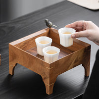 Solid Wood Tea Tray with Wood Grain, Small Chinese Style Storage Tray
