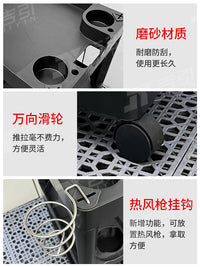汽车美容工具车修理厂洗车贴膜店多功能平推车清洁移动置物手推车 三层加厚款工具车+2个热风枪挂钩