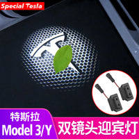 适用特斯拉Model3/Y焕新版YL带保险双镜头迎宾灯装饰车门氛围灯改