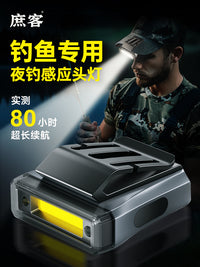钓鱼专用头灯钓鱼灯夜钓灯感应超长续航夹帽灯强光超亮帽夹头戴式