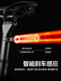 洛克兄弟山地公路自行车夜骑尾灯刹车感应儿童照明灯骑行装备配件