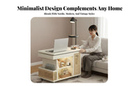 Adjustable C-Shaped End Table With Wheels Serving Trolley Mobile Design