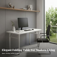 Easy to Stow Foldable Computer Desk Minimalist Design Folding Desk Installation-No-Cost Foldable Writing Table Multi-Purpose for Students, Telecommuting Workers, Apartment Dwellers, Dorm Room, Bedroom, Home