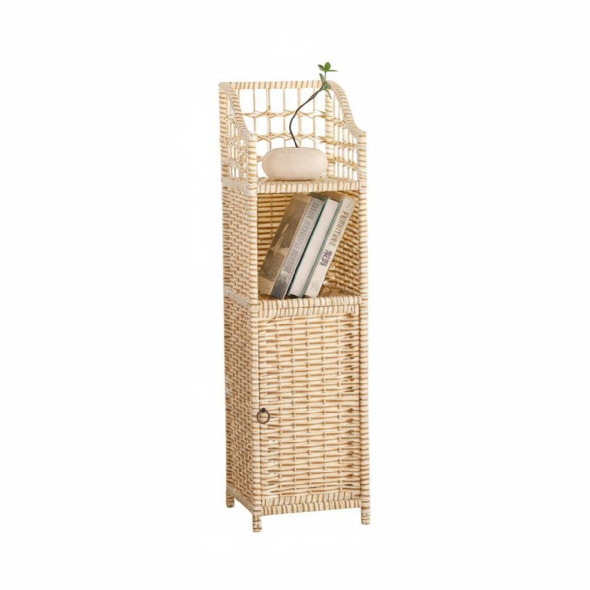 Modern Minimalist design Woven Drum Table Multi-Functional Nightstand Space-Saving Corner Cabinet for Apartment Dwellers, Homeowners, Renters, Bedroom, Living Room, Balcony, Home Office