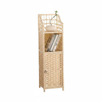 Modern Minimalist design Woven Drum Table Multi-Functional Nightstand Space-Saving Corner Cabinet for Apartment Dwellers, Homeowners, Renters, Bedroom, Living Room, Balcony, Home Office