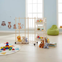 Wooden Toy Storage Organizer Easy to Move Detachable Toy Shelf Large Capacity Mobile Storage Rack for Playroom