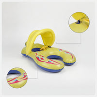 Sunshade Parent-Child Pool Inflatable with Canopy Inflatable Mother-Child Swim Floater Sunsun-Blocking Mommy Baby Pool Inflatable Thickened for Toddlers, Parents, Water Park