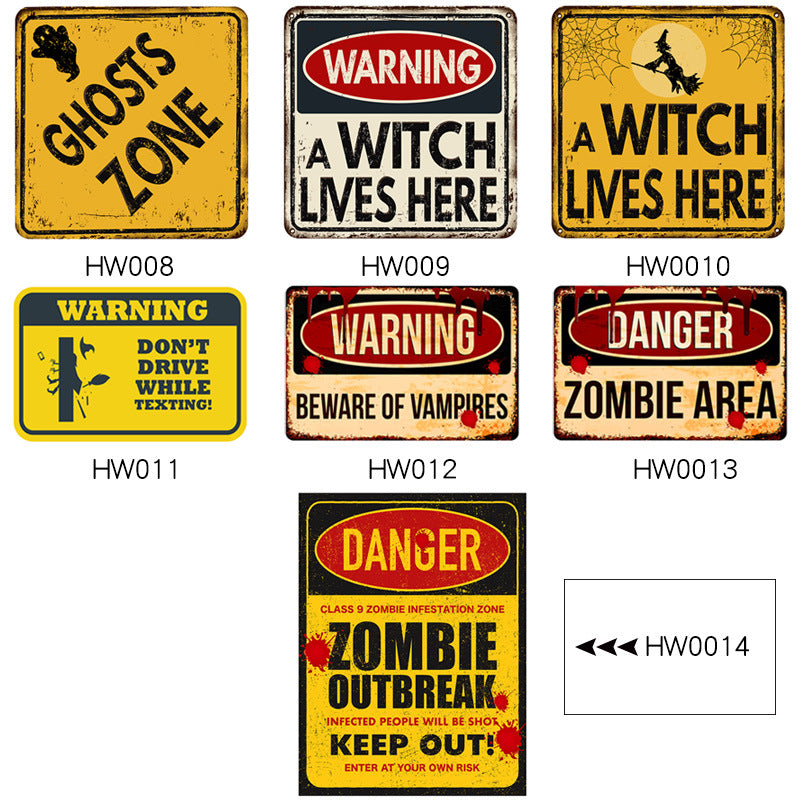 Halloween Warning Sign Wall Decals Self-Adhesive Horror Party Decorations