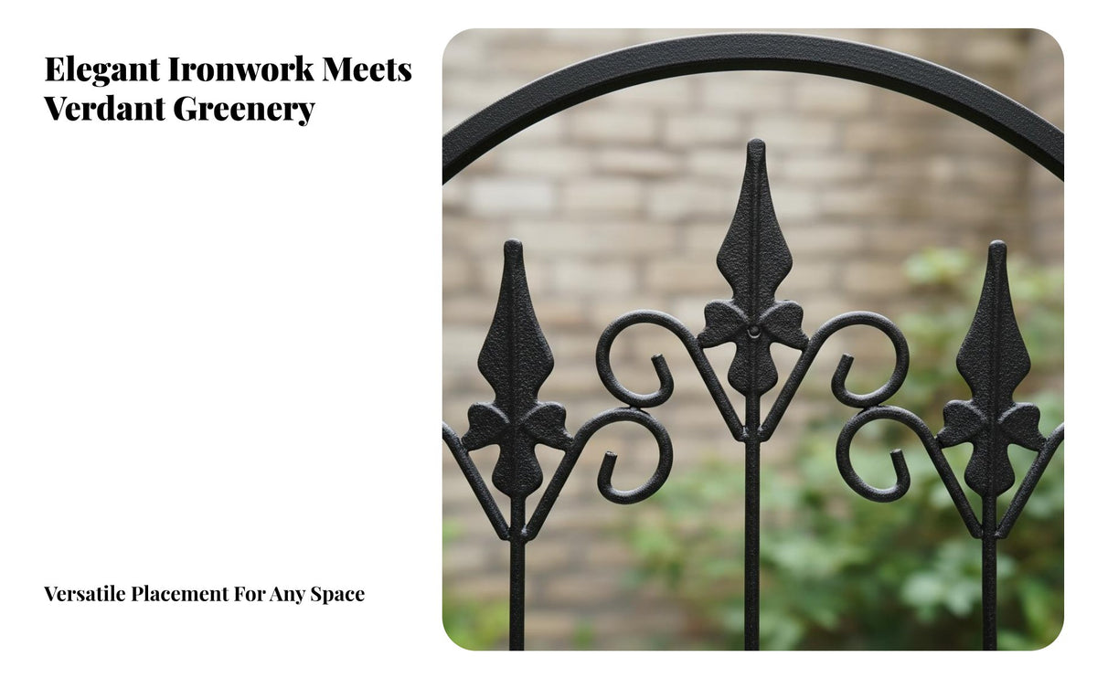 Decorative Wrought Iron Trellis Multi-Functional Metal Garden Trellis Rust-Resistant Climbing Plant Frame Heavy-Duty for Gardeners, Homeowners, Patio, Outdoor, Flower Beds, Vegetable Plot