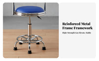 Footrest Circular Footrest Adjustable Rolling Stool with Backrest Ergonomic Back Support Adjustable Drafting Stool with Backrest Padded Seat Swivel Chair Heavy Duty Construction for Medical Personnel, Office Workers, Laboratoryoratory Oratory