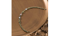 Stackable Multi-Color Crystal Chain Bracelet Textured Finish Vintage Gemstone Bracelet for Women