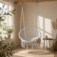 Macrame Chair Airy Lattice Home Furniture Oval Frame