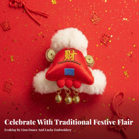 Chinese Lion Dance Hair Claw Jingling Bells New Year Bell Hair Clip Cute Design Festive Bun Holder for Women, Children, Festivals, Parties, Daily Wear
