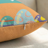 Easter Egg Pillow Cover Happy Easter Pillowcase Spring Home Decor Zipper Decorative Pillowcase for Holiday, Car, Bedroom, Office