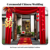 Symbol of Love, Joy & Good Fortune Chinese Wedding Door Decoration Set Festive Atmosphere Traditional Wedding Gate Decor Easy to Assemble Double Happiness Door Decor Romantic Design for Bride and Groom, Newlyweds, Families, Courtyard, Outdoor Events, Wall