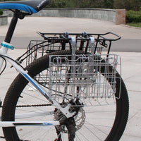 Foldable Bicycle Basket - Heavy-Duty Front or Rear Mount, Metal, Black