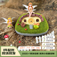 跨境新品树脂摆件高级感小众太阳能灯户外装饰品花园小摆件工艺品