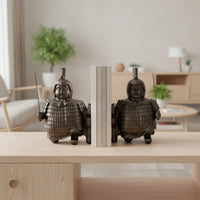 Terracotta Protector Bookends Metal-Like Bookends with Rectangular Base Vintage Bookend Pair for Collectors, Bookshelf, Office, Study Room