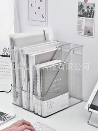 透明书立收纳盒亚克力书架塑料收纳筐可抽拉书籍办公桌书桌文件框