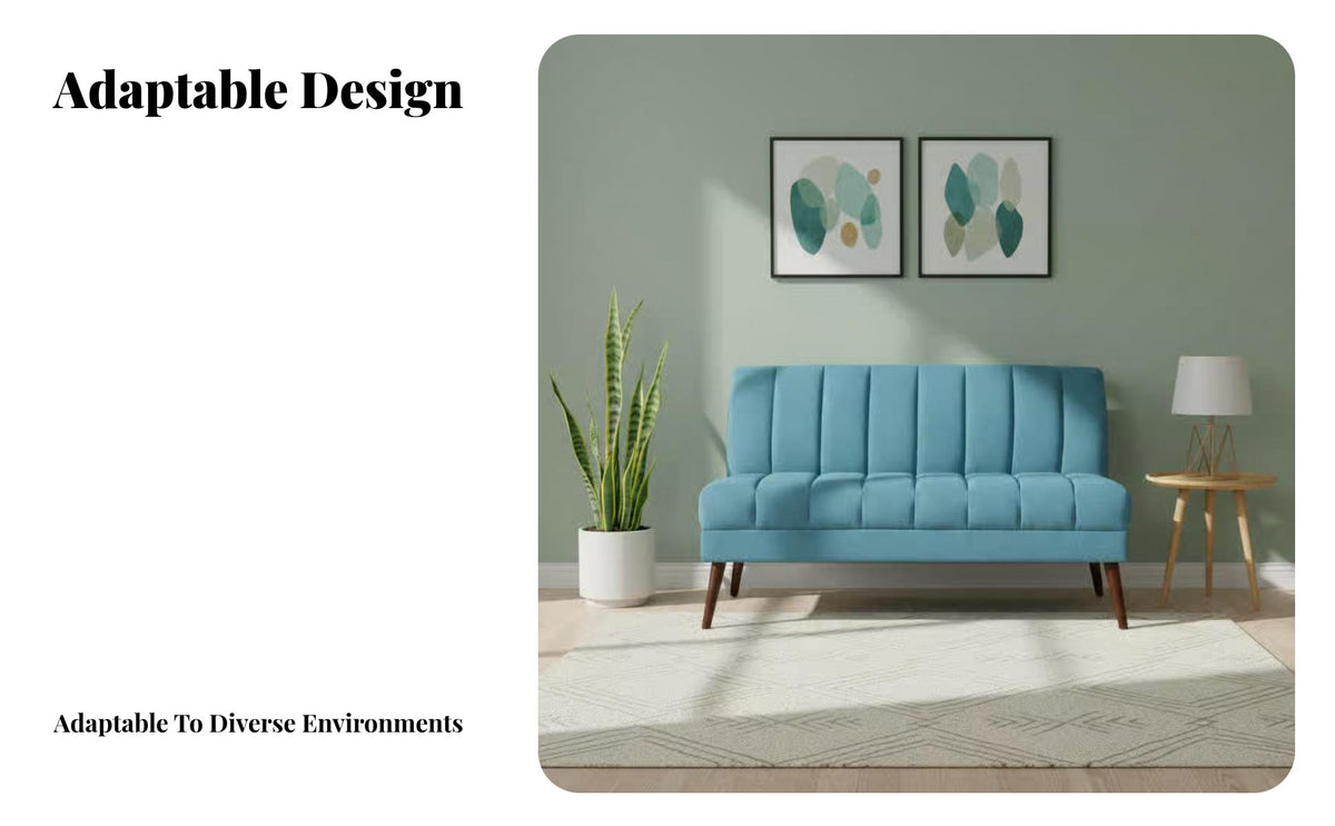 Space-Saving Armless Two-Person Settee Nordic design Upholstered 2-Seater Modern stylistic Booth Seating firm-density Foam padding for Interior Designers, Apartment Dwellers, Restaurant, Hotel, Living Room, Office