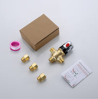 热销美制螺纹1/2NPT黄铜三通恒温混水阀热水器混合阀冷热水控制阀