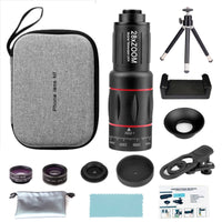 High Magnification Phone Telephoto Lens Kit Black 28x Zoom Lens Kit Red Accent Rings Mobile Accessory Portable