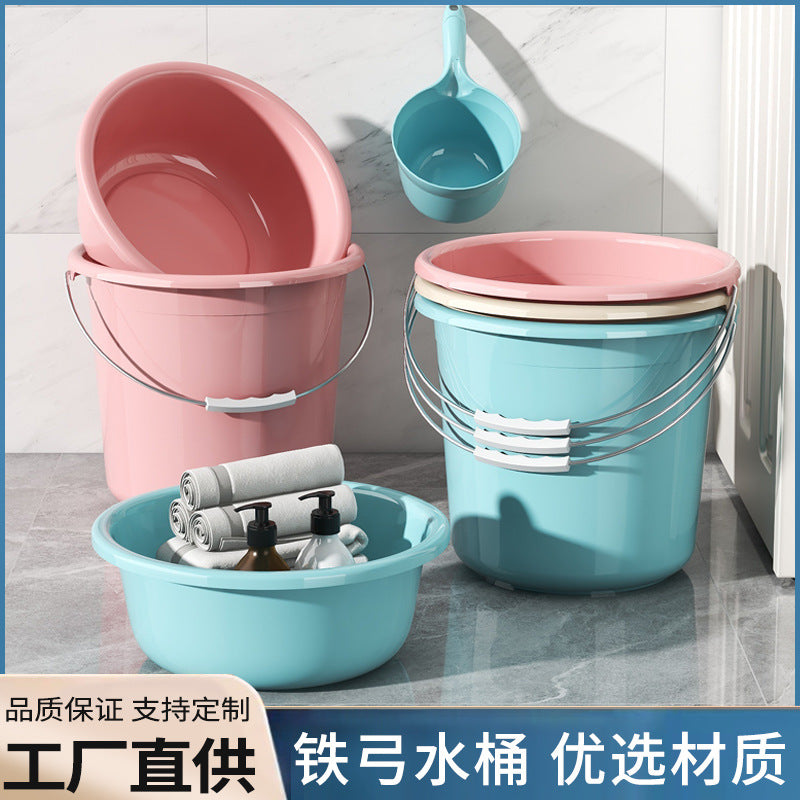 Thickened Plastic Bucket with Lid for Household Laundry, Student Dormitory Bathing, Large Water Storage