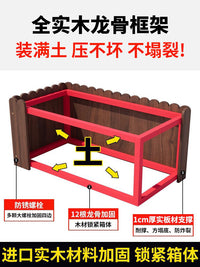 Outdoor Rectangular Wooden Planter Box for Balcony Garden, Carbonized Solid Wood Fence Planting Box for Succulents